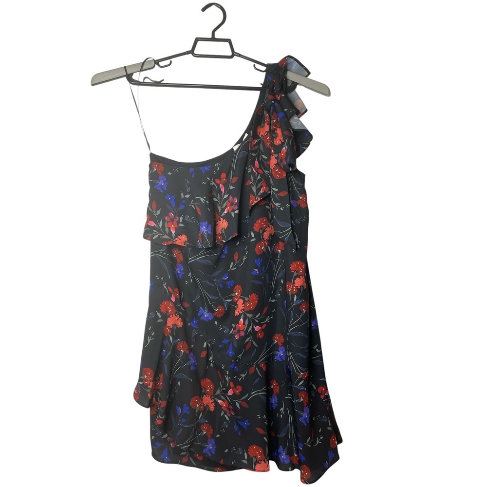 Parker Floral One Shoulder Ruffle Mini Dress Party Cocktail New With Defect S